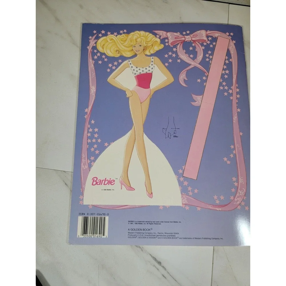 Vintage Barbie Deluxe Golden Paper‎ Doll Book 1991 Never Used 1690 Uncut